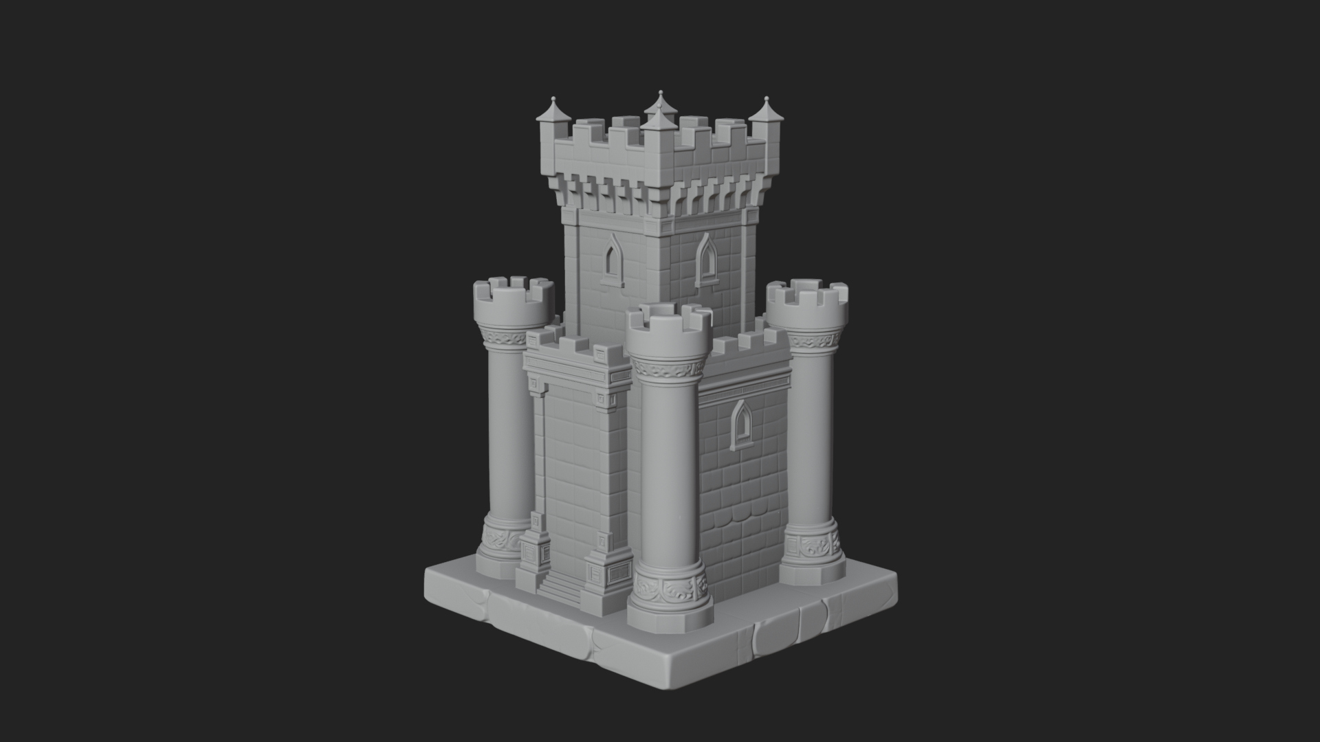 Battlement Castle Tower Design 1 3D Print Model 3D Model