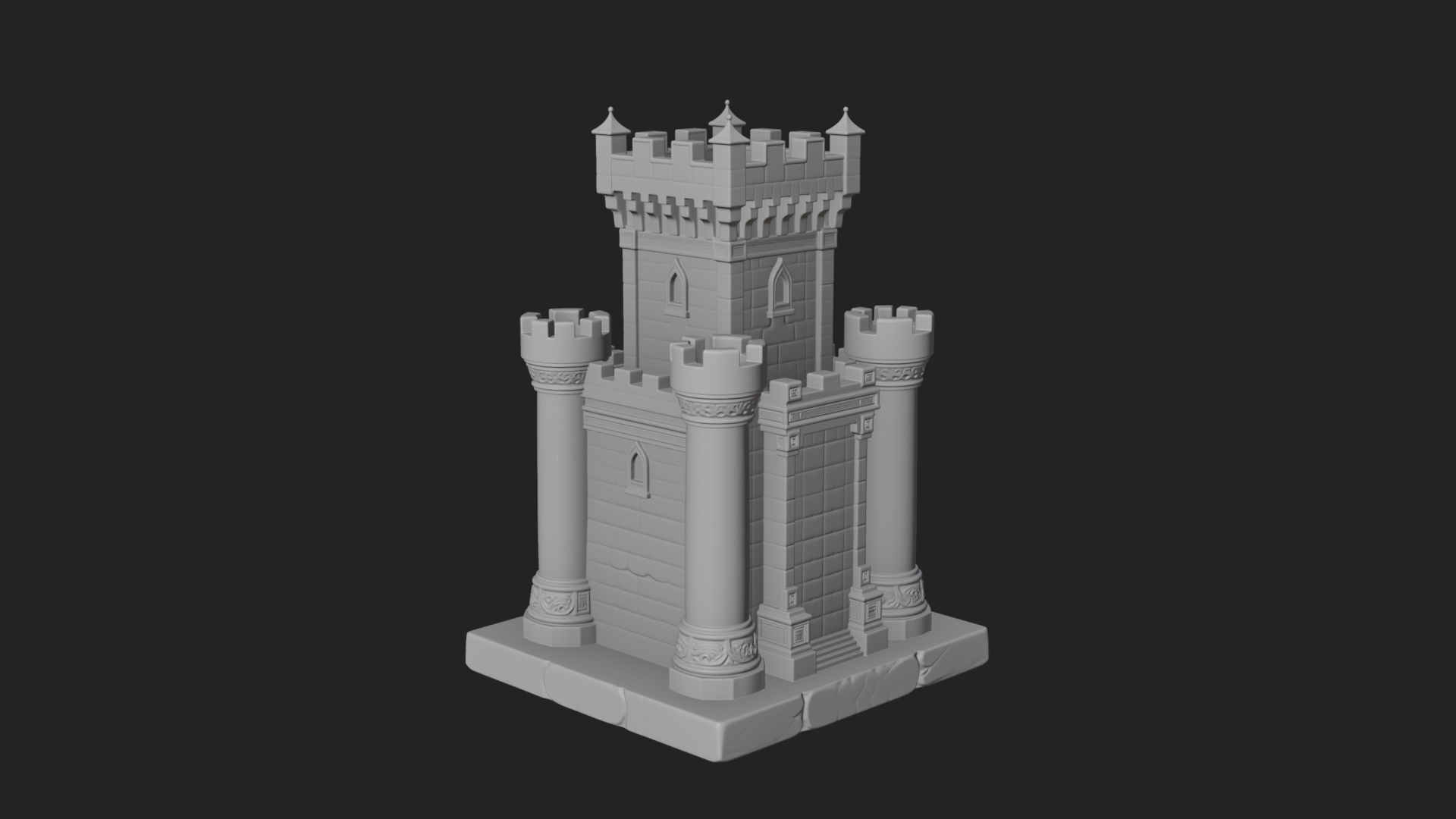 Battlement Castle Tower Design 1 3D Print Model 3D Model