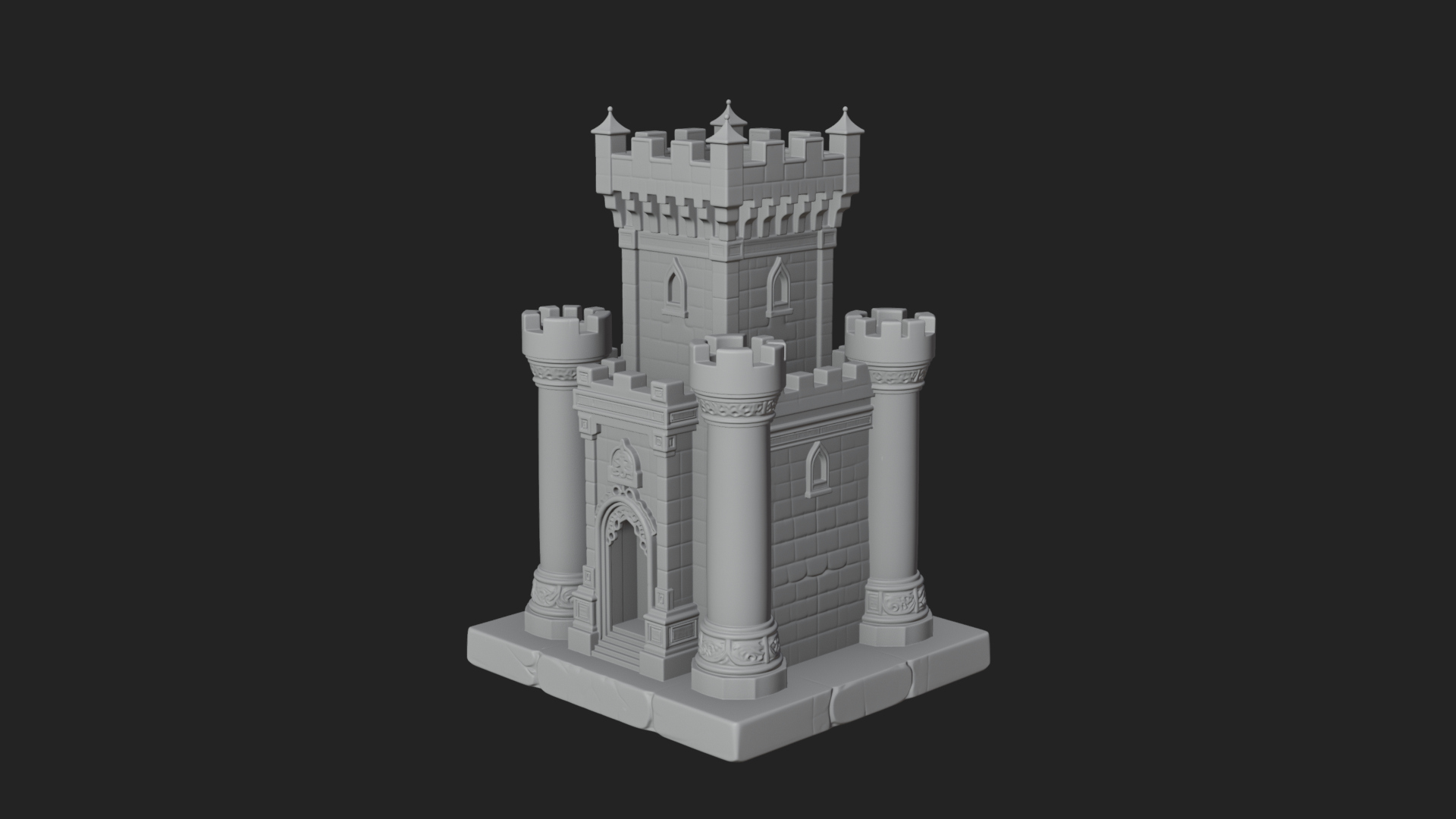 Battlement Castle Tower Design 1 3D Print Model 3D Model