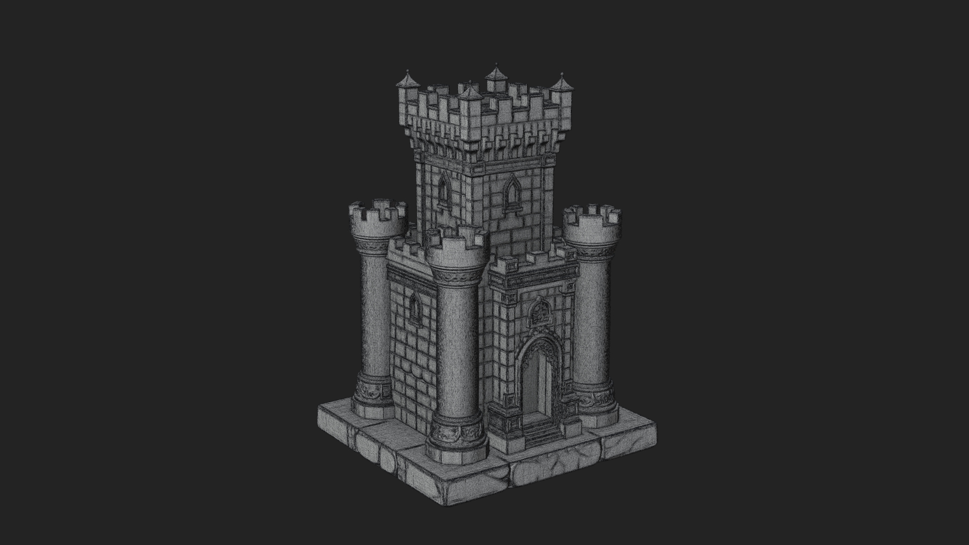 Battlement Castle Tower Design 1 3D Print Model 3D Model