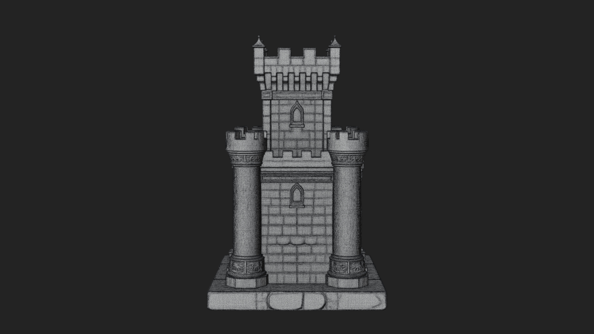 Battlement Castle Tower Design 1 3D Print Model 3D Model