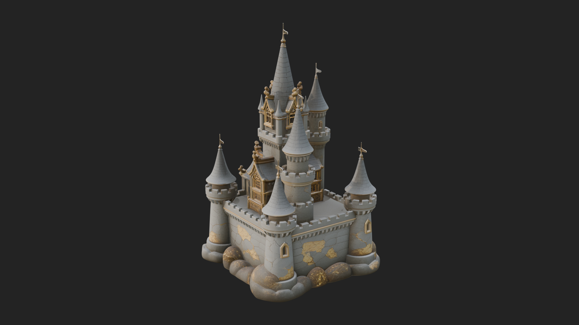 Battlement Castle Tower Design 10 3D Print Model 3D Model
