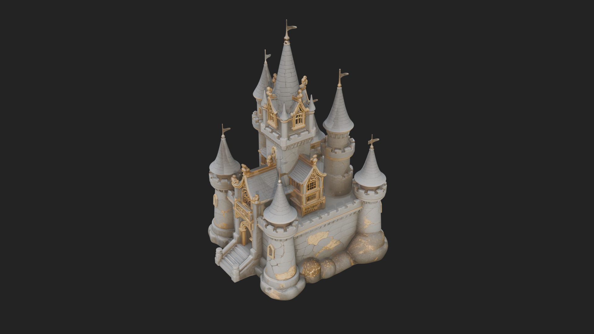 Battlement Castle Tower Design 10 3D Print Model 3D Model