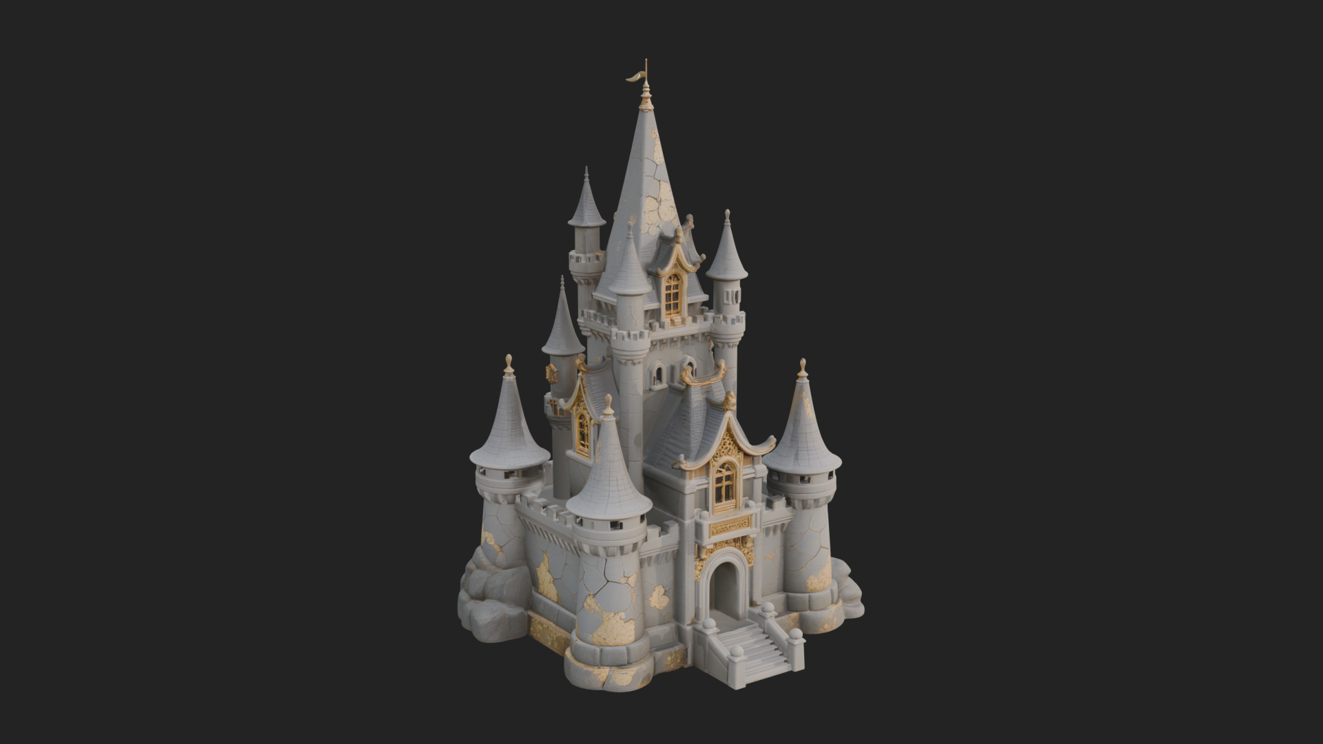 Battlement Castle Tower Design 12 3D Print Model 3D Model