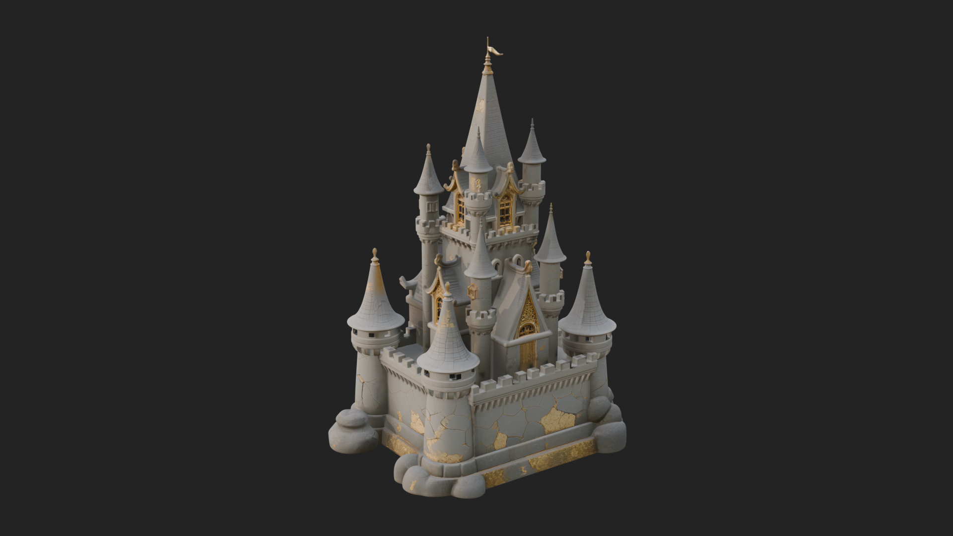 Battlement Castle Tower Design 12 3D Print Model 3D Model