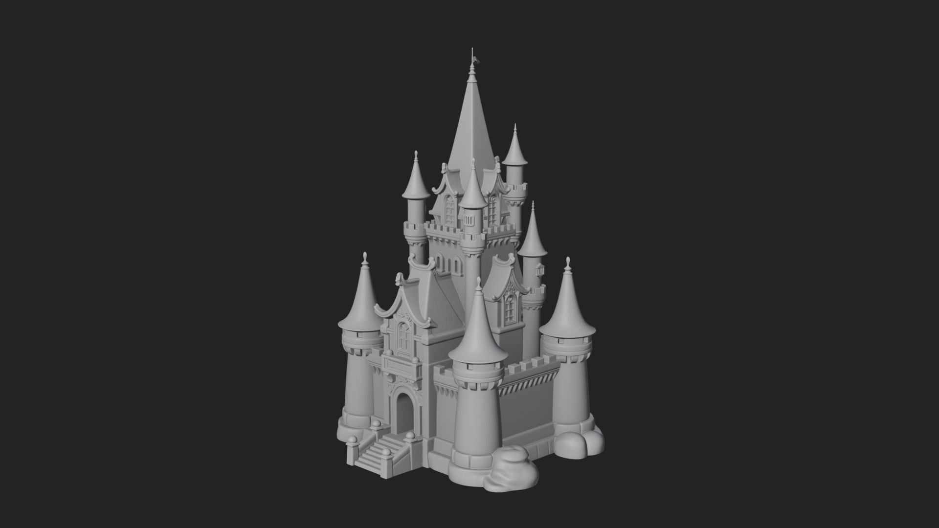 Battlement Castle Tower Design 12 3D Print Model 3D Model