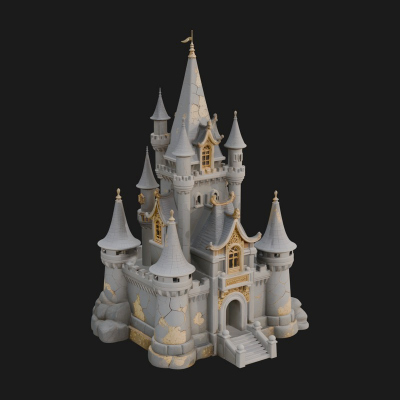 Battlement Castle Tower Design 12 3D Print Model
