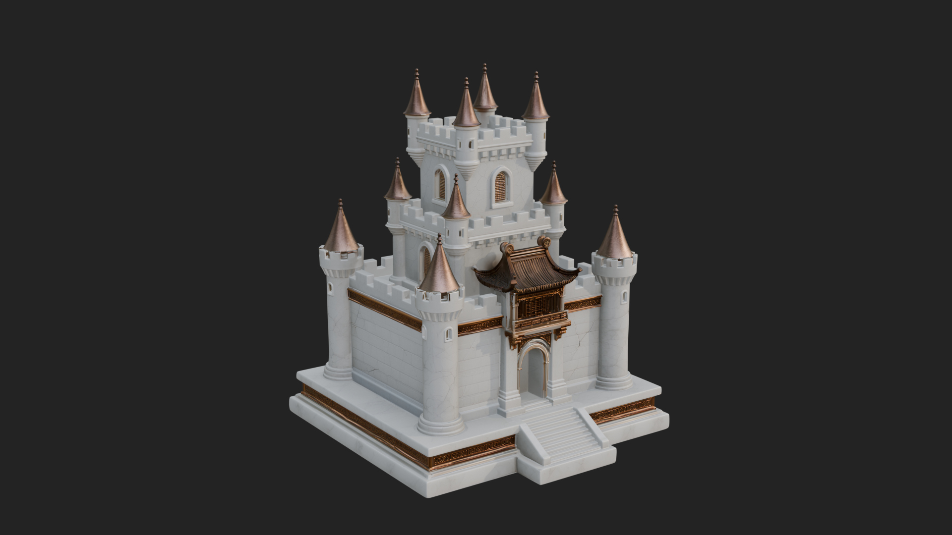 Battlement Castle Tower Design 13 3D Print Model 3D Model