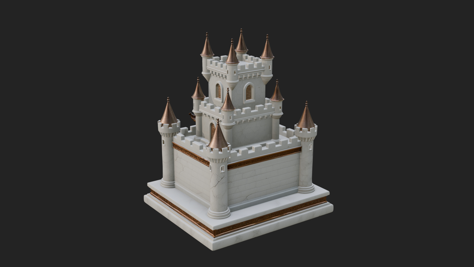 Battlement Castle Tower Design 13 3D Print Model 3D Model