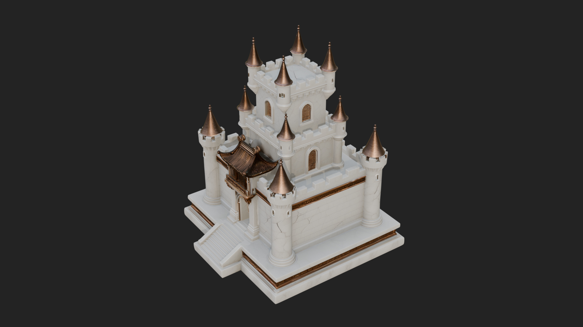 Battlement Castle Tower Design 13 3D Print Model 3D Model
