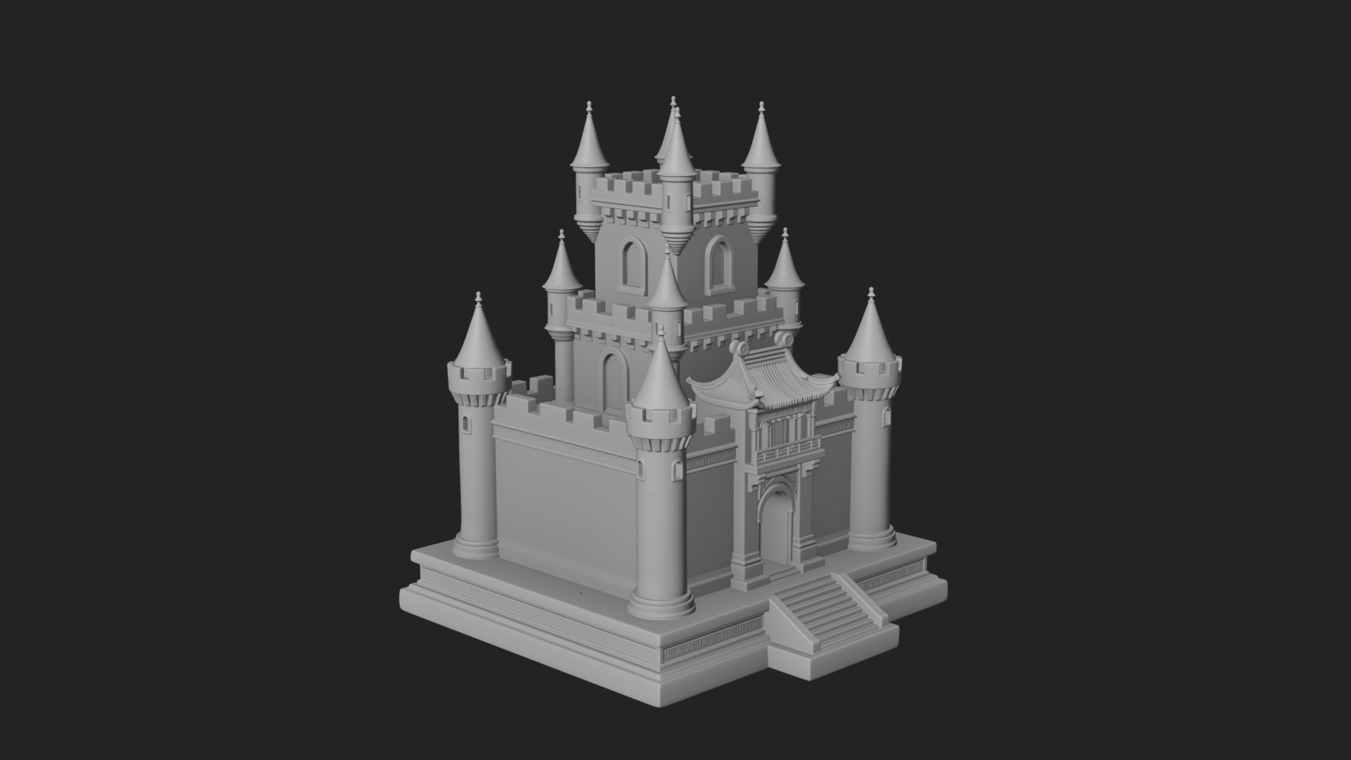 Battlement Castle Tower Design 13 3D Print Model 3D Model