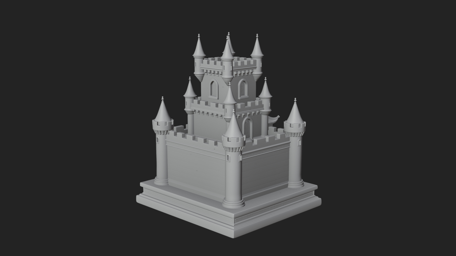 Battlement Castle Tower Design 13 3D Print Model 3D Model