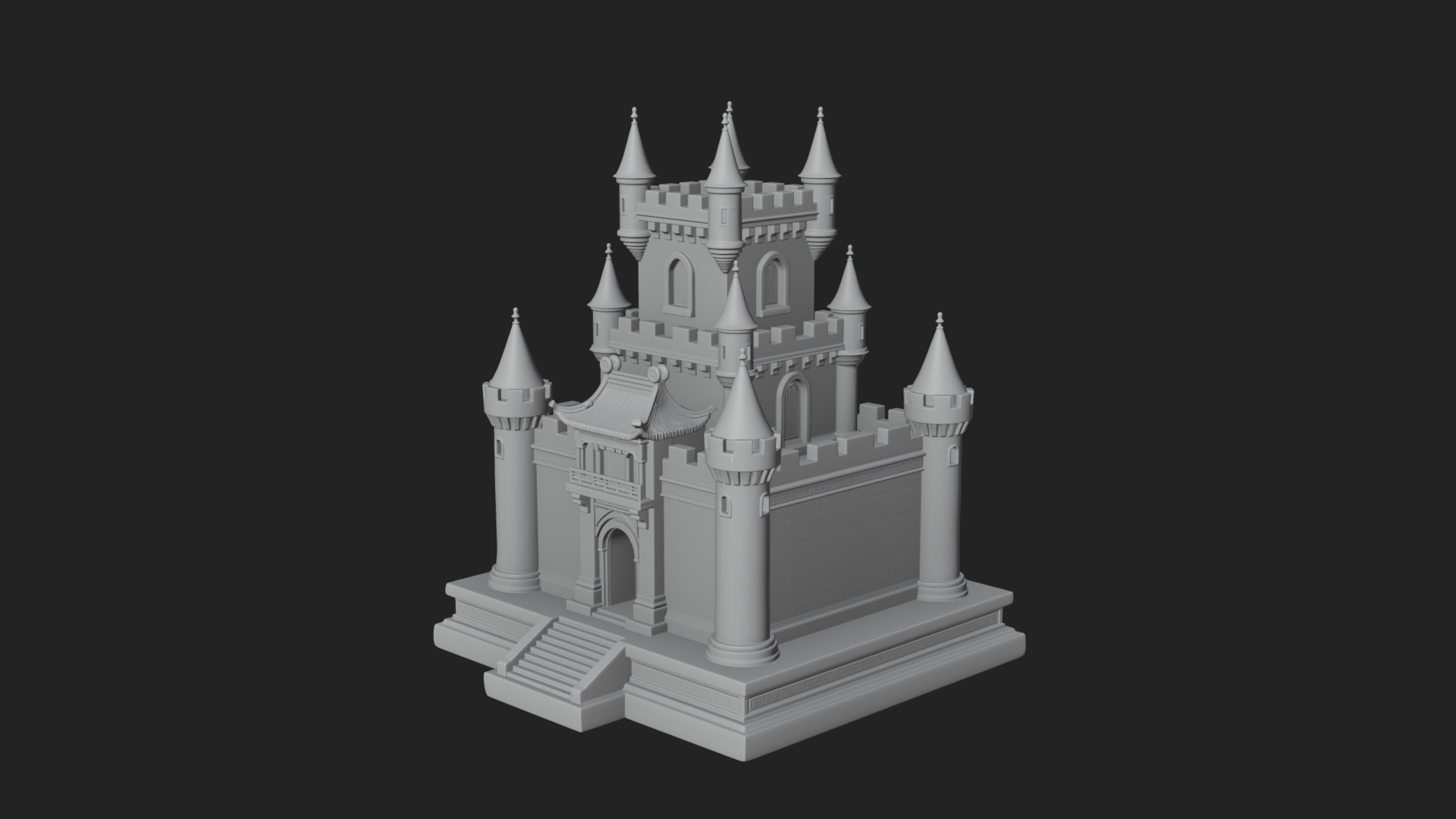 Battlement Castle Tower Design 13 3D Print Model 3D Model