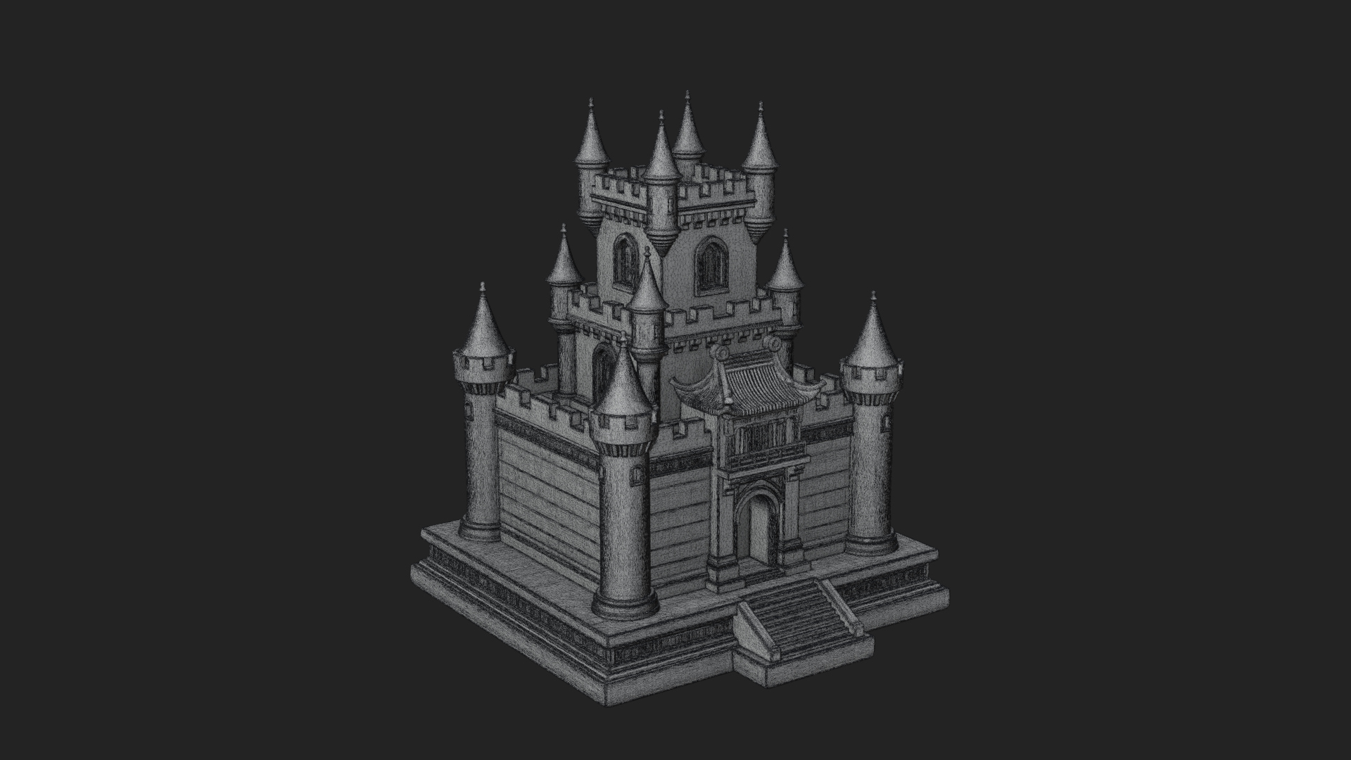 Battlement Castle Tower Design 13 3D Print Model 3D Model