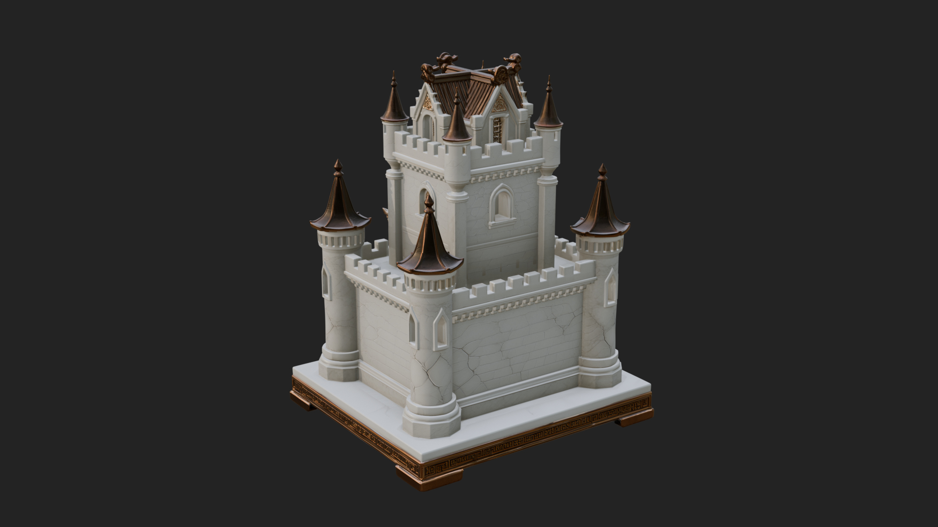 Battlement Castle Tower Design 14 3D Print Model 3D Model