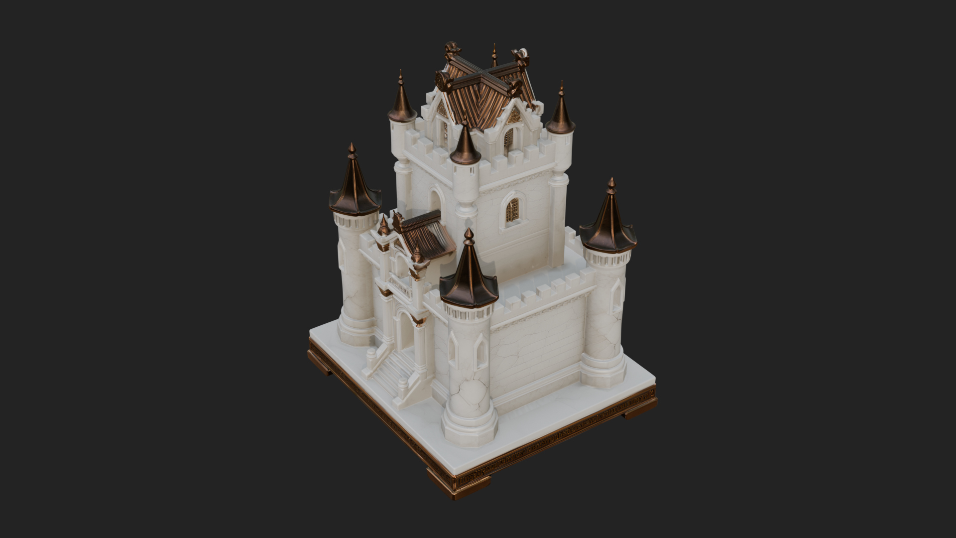 Battlement Castle Tower Design 14 3D Print Model 3D Model