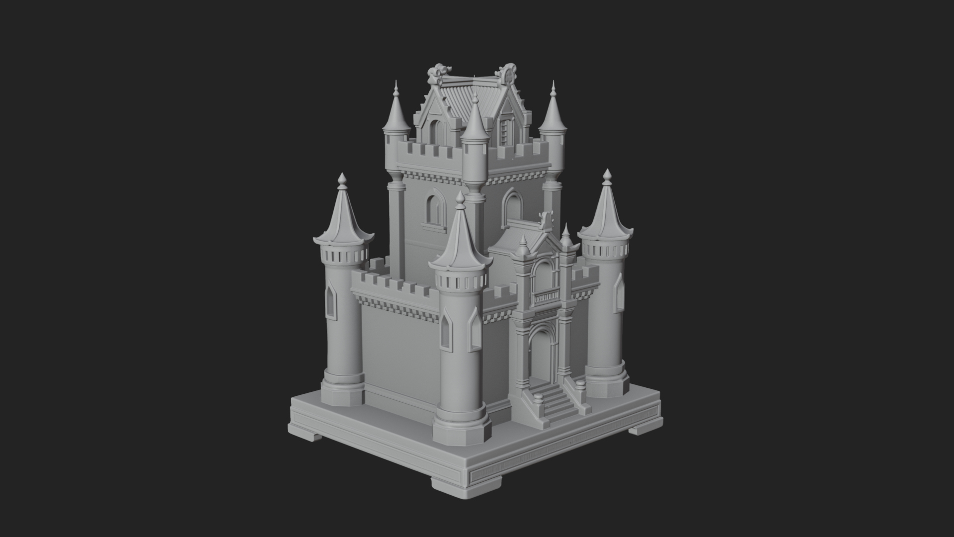 Battlement Castle Tower Design 14 3D Print Model 3D Model