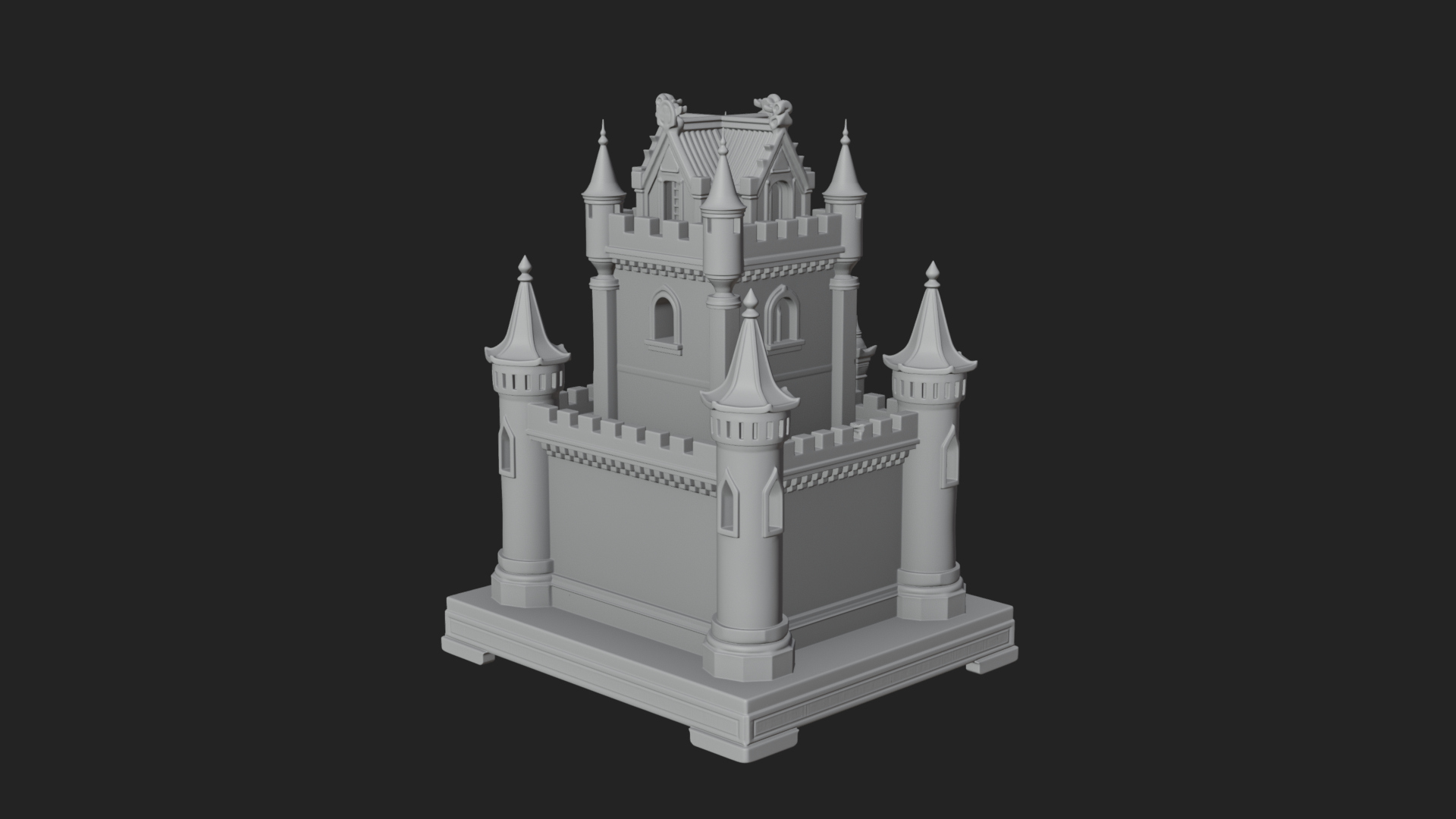 Battlement Castle Tower Design 14 3D Print Model 3D Model