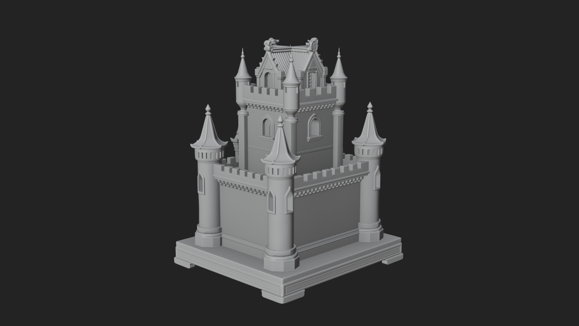 Battlement Castle Tower Design 14 3D Print Model 3D Model