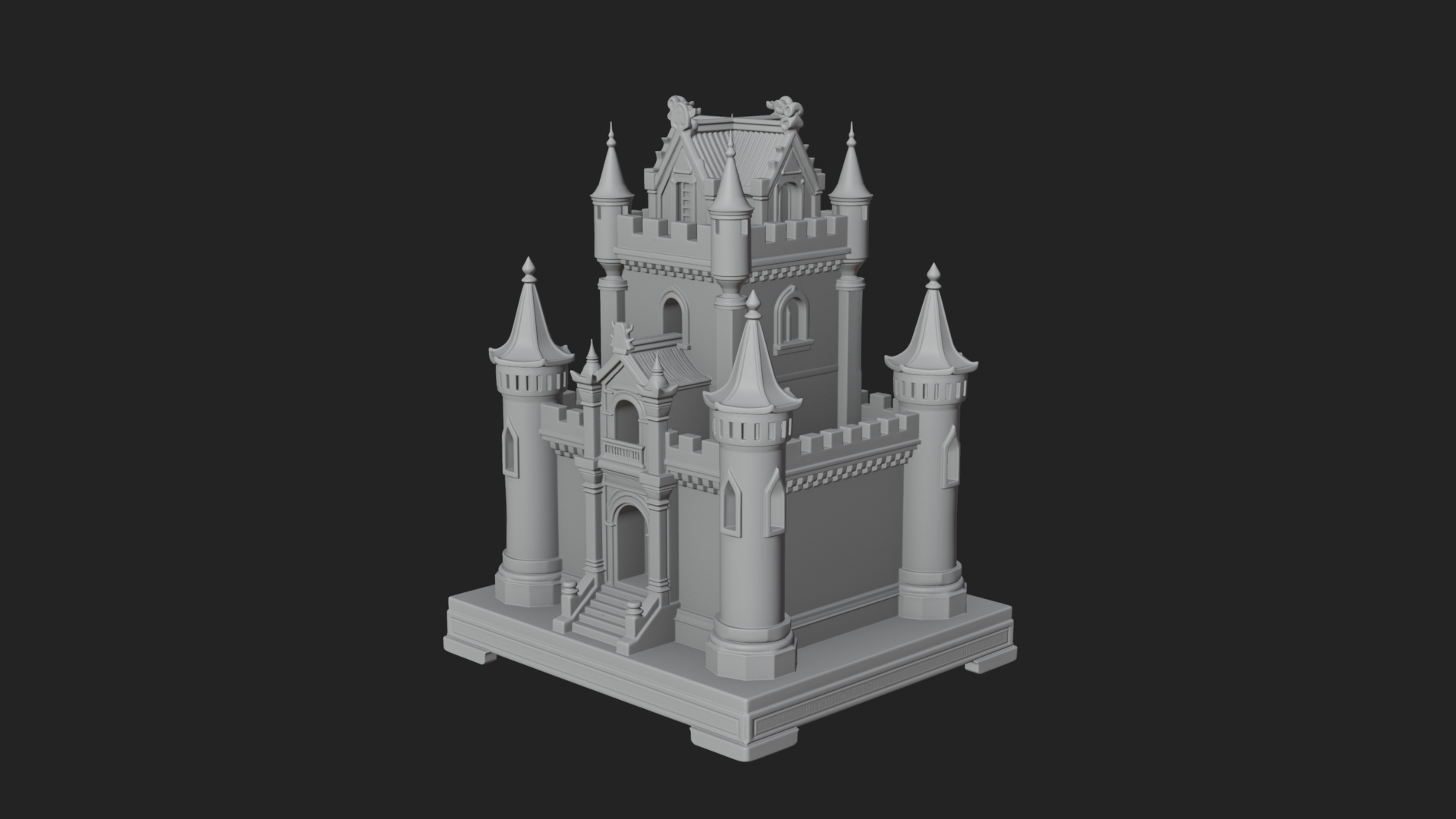 Battlement Castle Tower Design 14 3D Print Model 3D Model