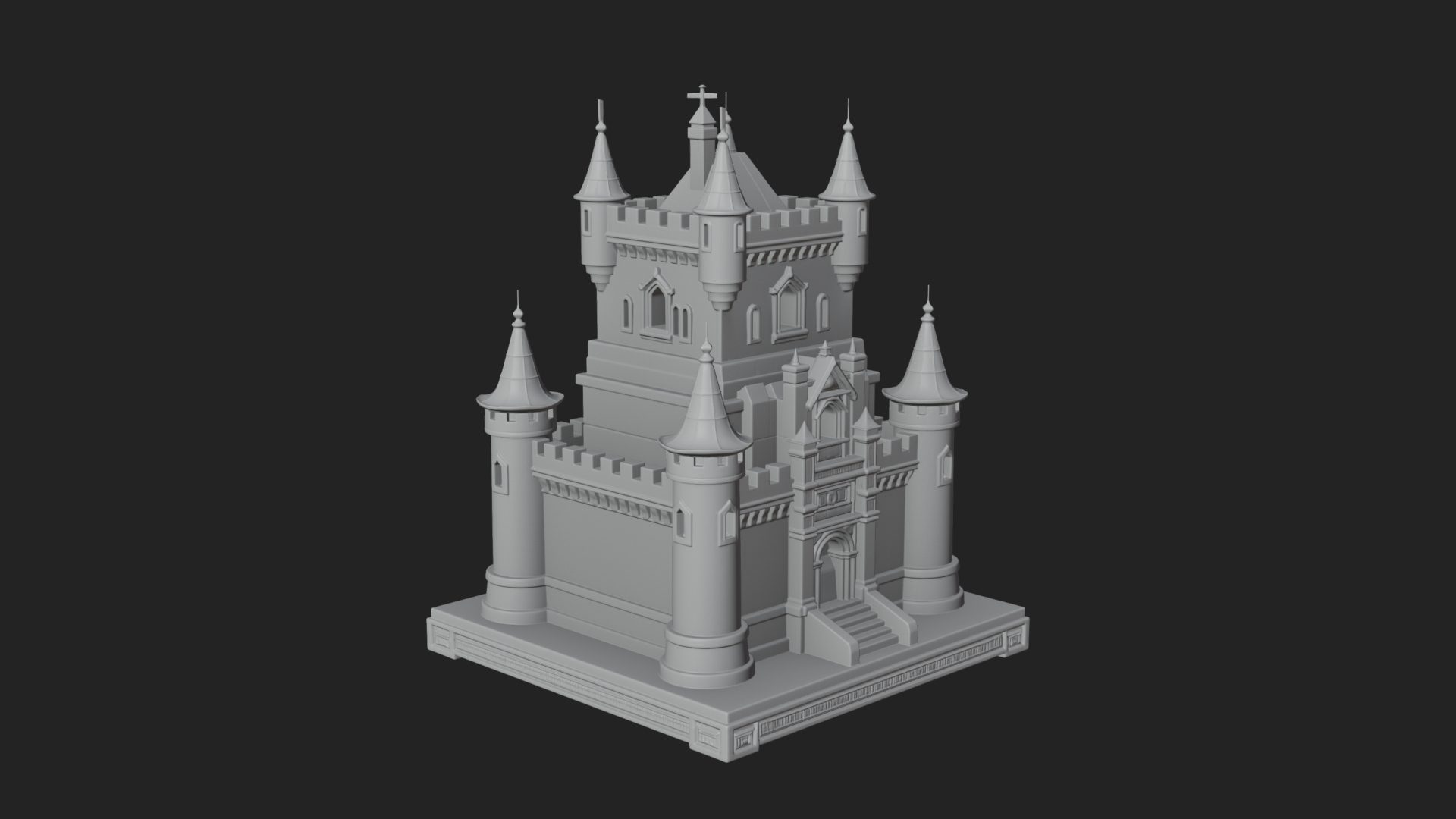 Battlement Castle Tower Design 15 3D Print Model 3D Model