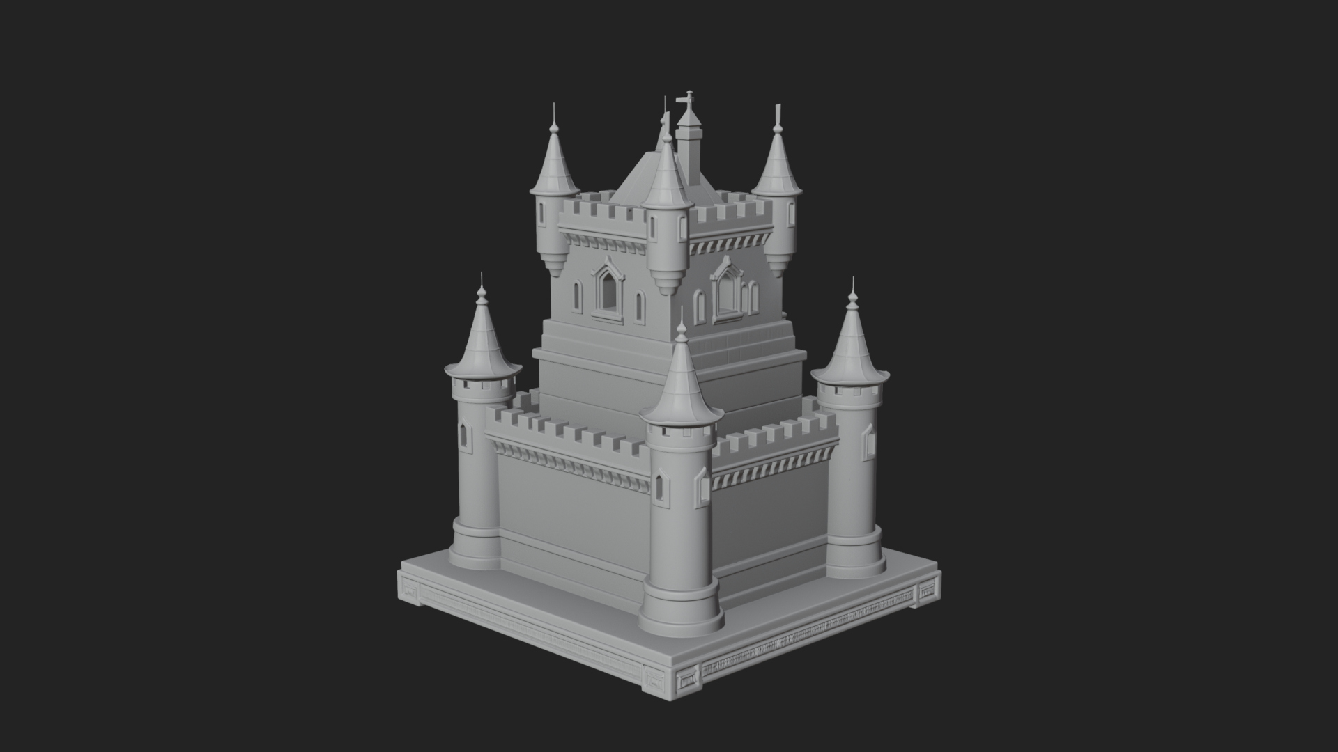 Battlement Castle Tower Design 15 3D Print Model 3D Model