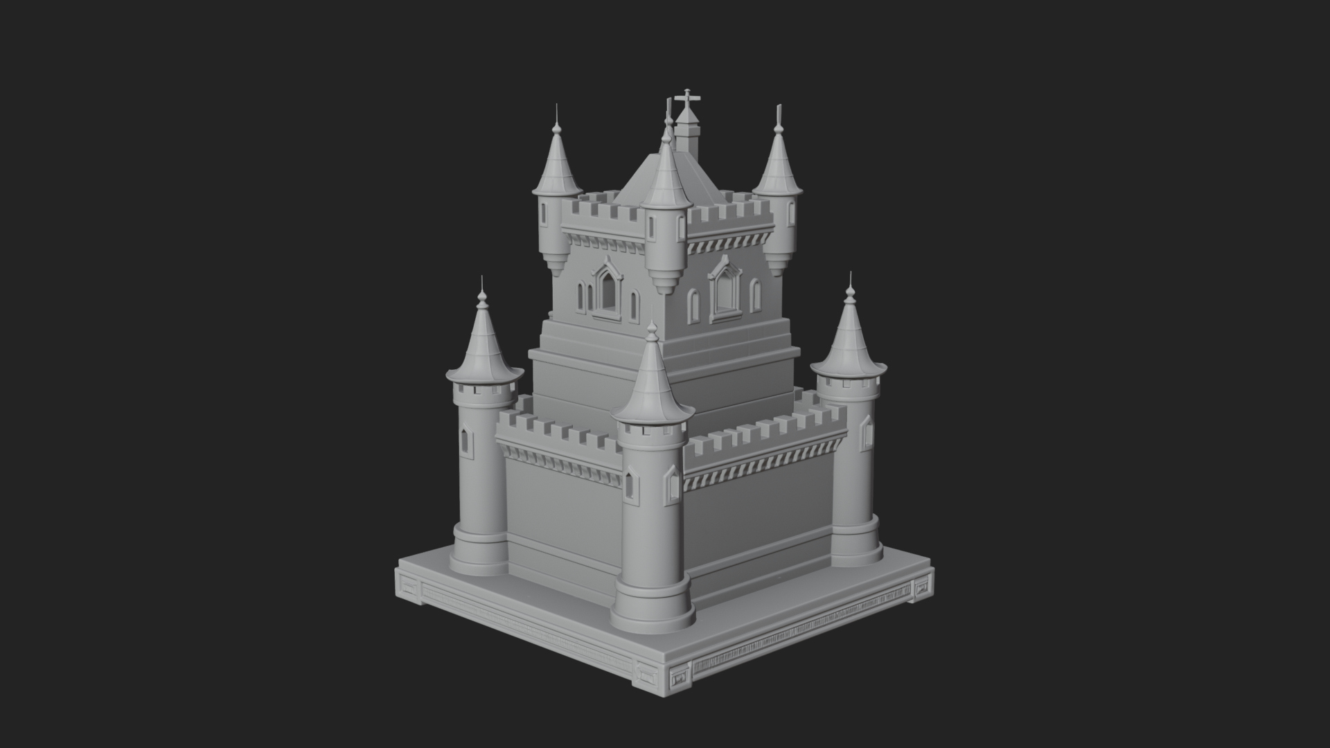 Battlement Castle Tower Design 15 3D Print Model 3D Model