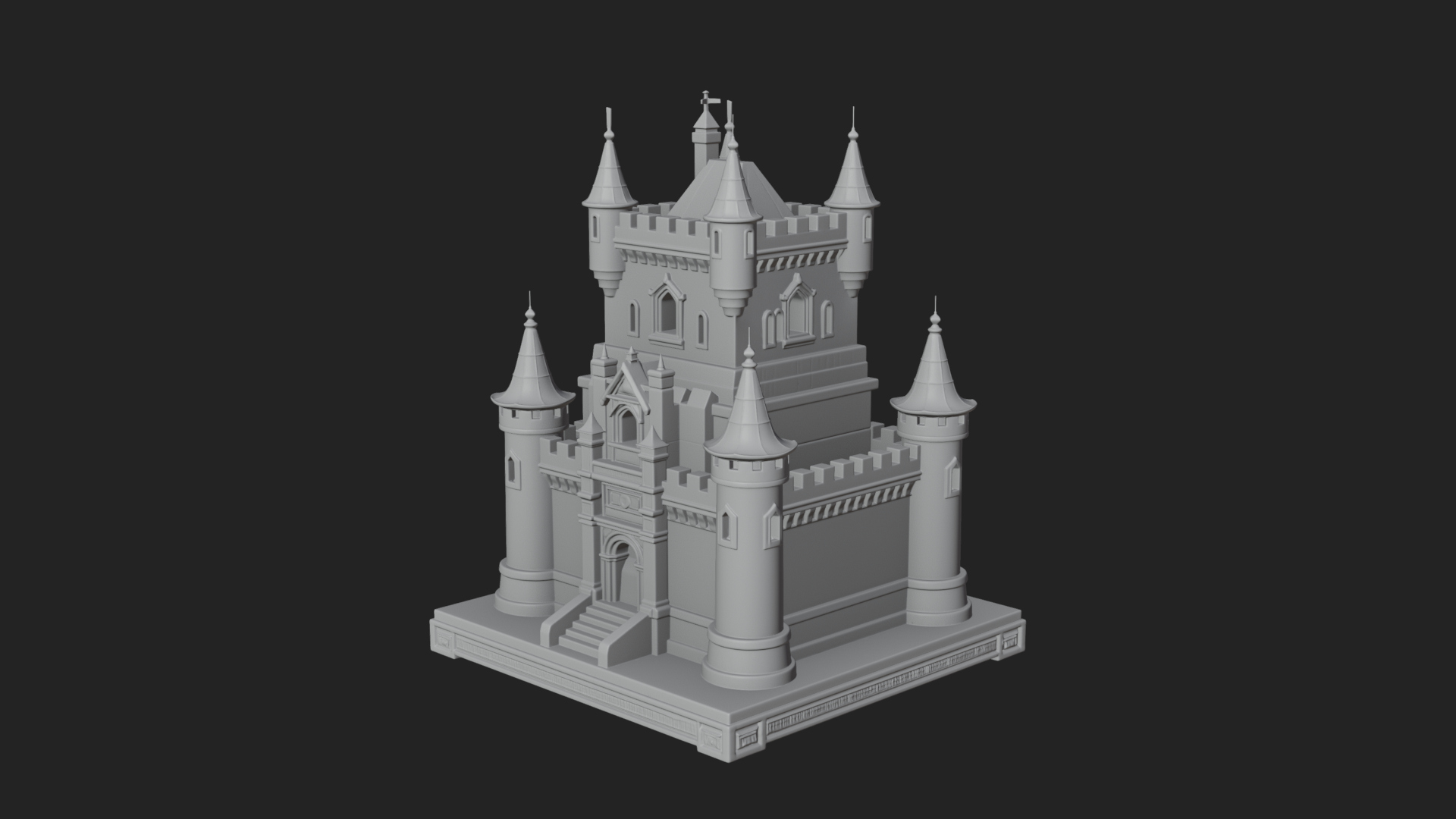 Battlement Castle Tower Design 15 3D Print Model 3D Model