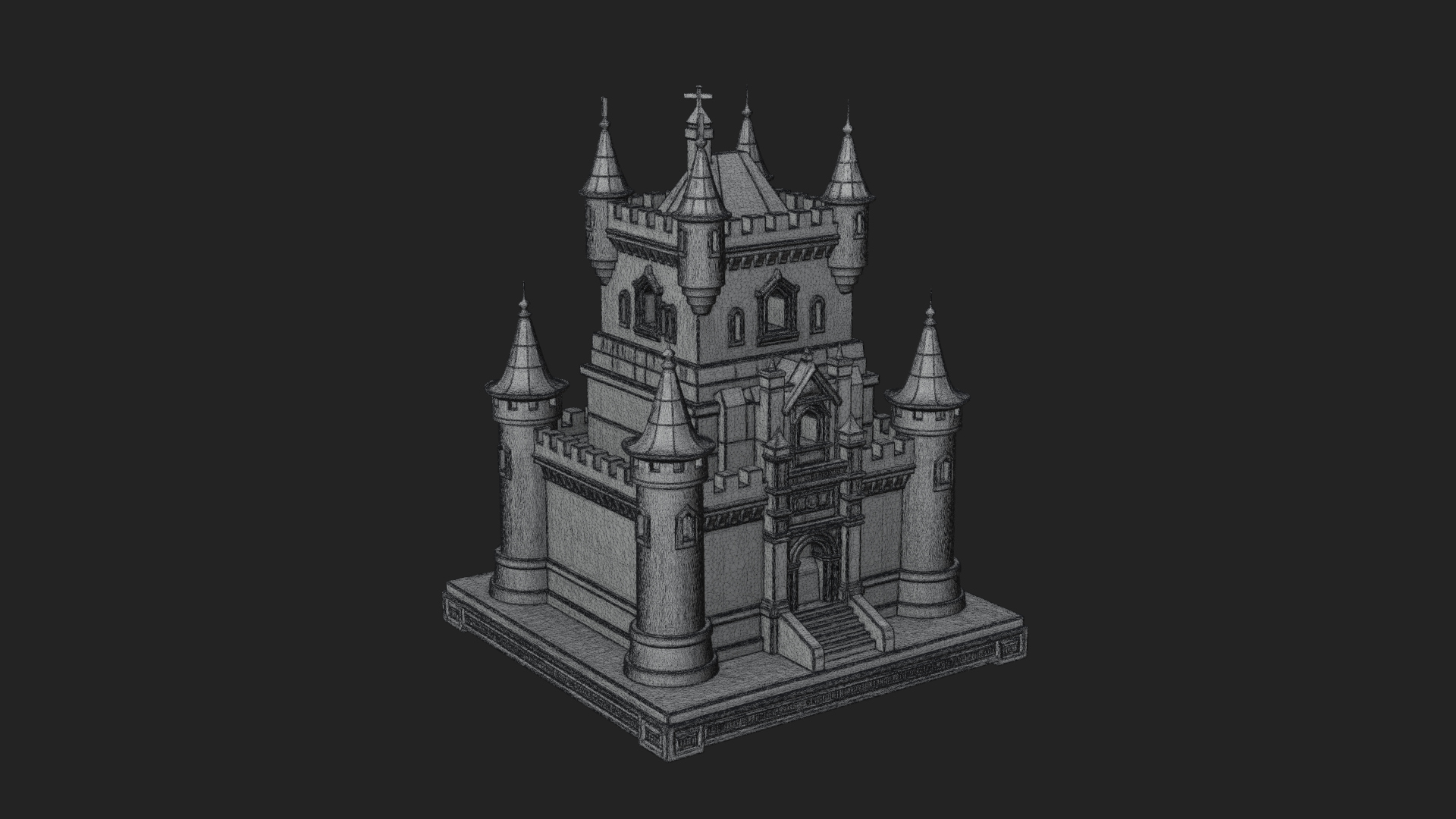 Battlement Castle Tower Design 15 3D Print Model 3D Model