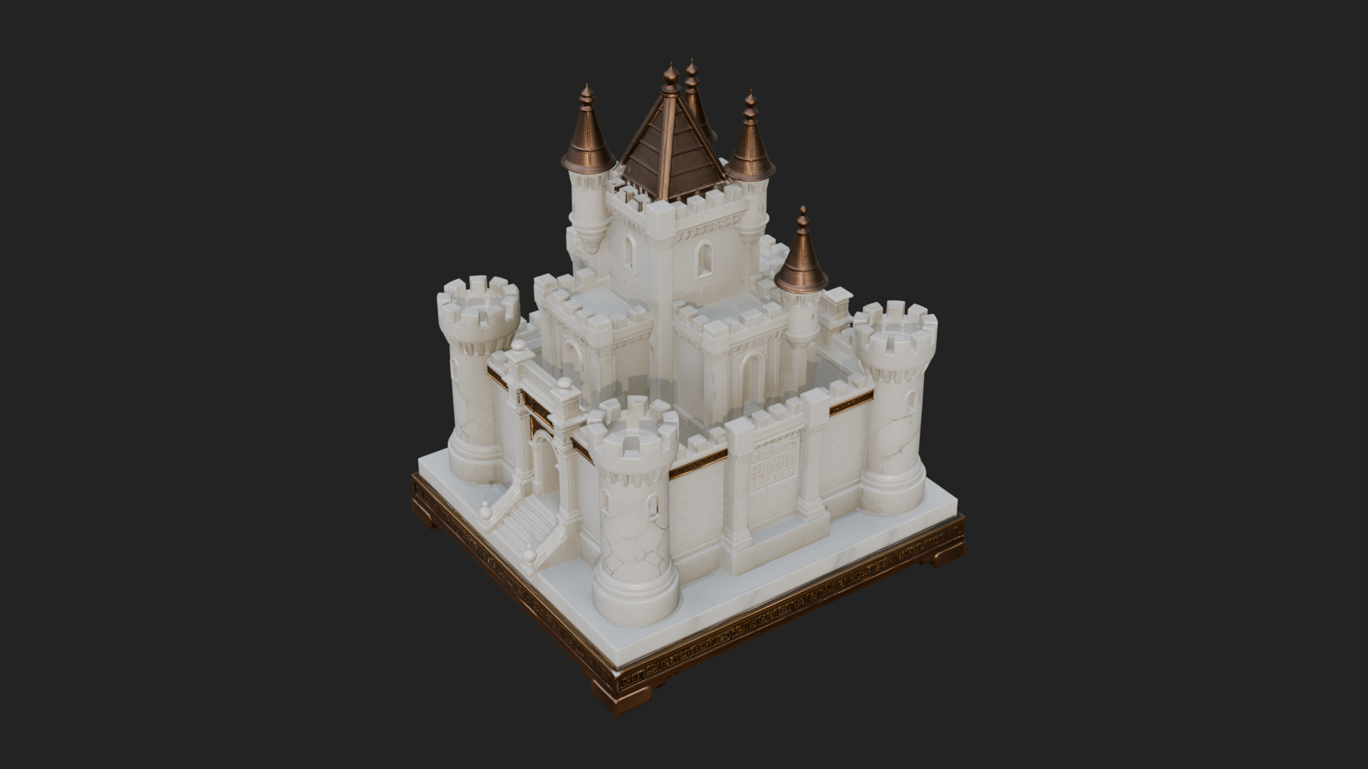 Battlement Castle Tower Design 16 3D Print Model 3D Model
