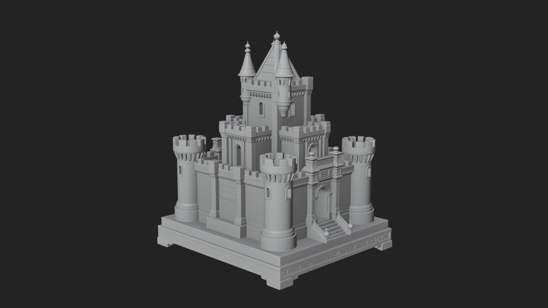 Battlement Castle Tower Design 16 3D Print Model 3D Model