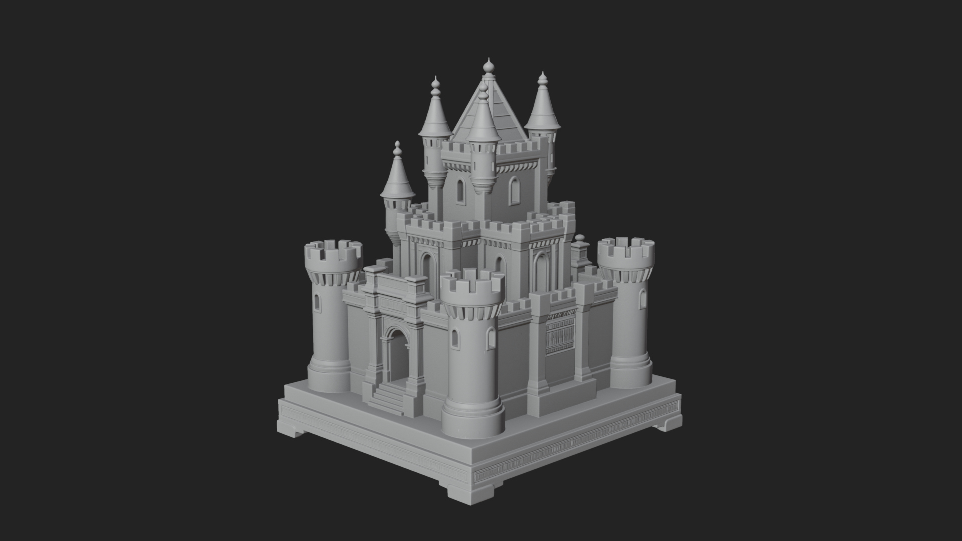 Battlement Castle Tower Design 16 3D Print Model 3D Model