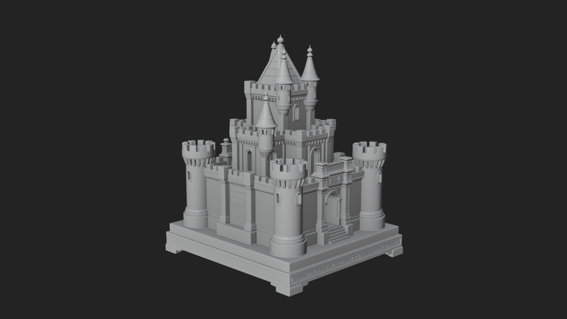 Battlement Castle Tower Design 16 3D Print Model 3D Model
