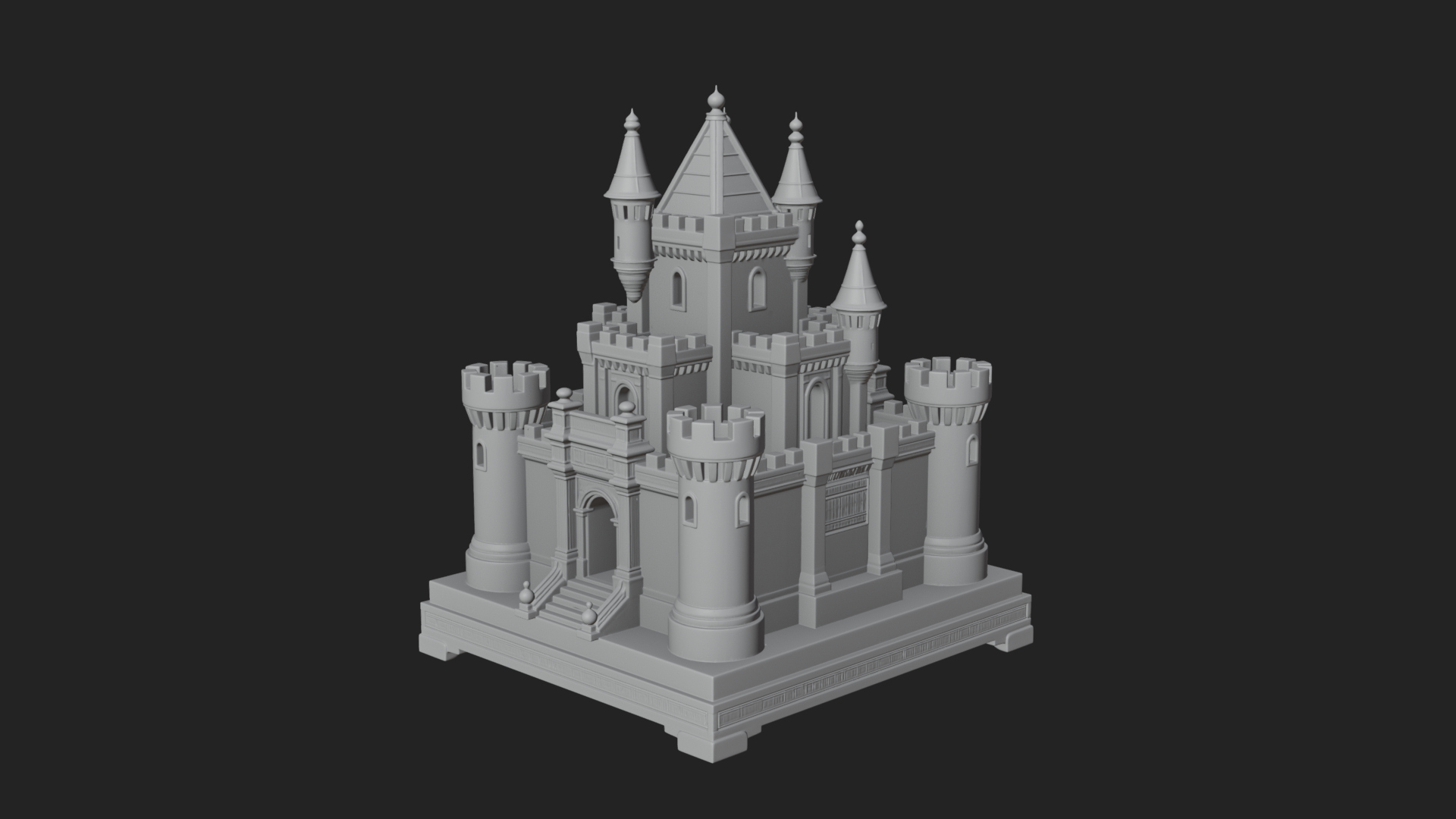 Battlement Castle Tower Design 16 3D Print Model 3D Model