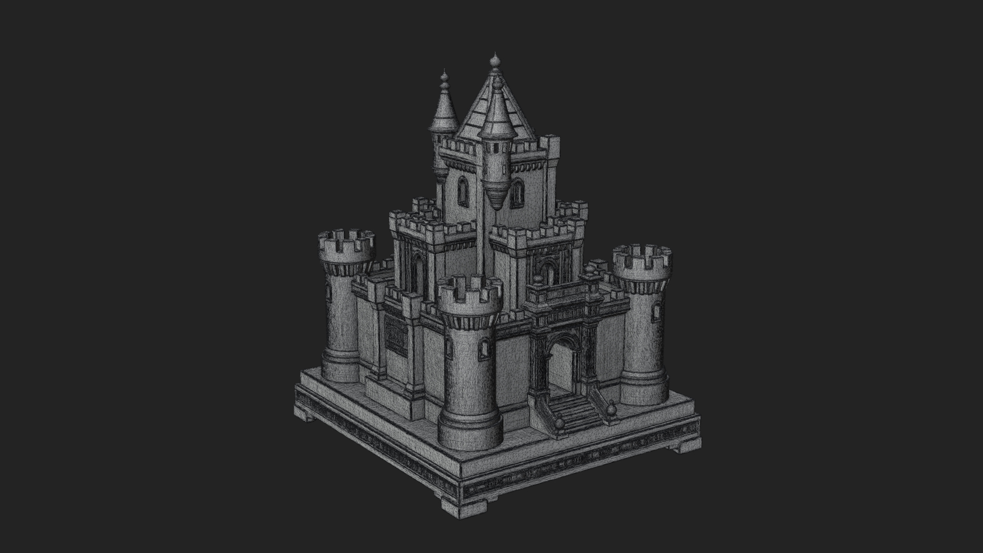 Battlement Castle Tower Design 16 3D Print Model 3D Model
