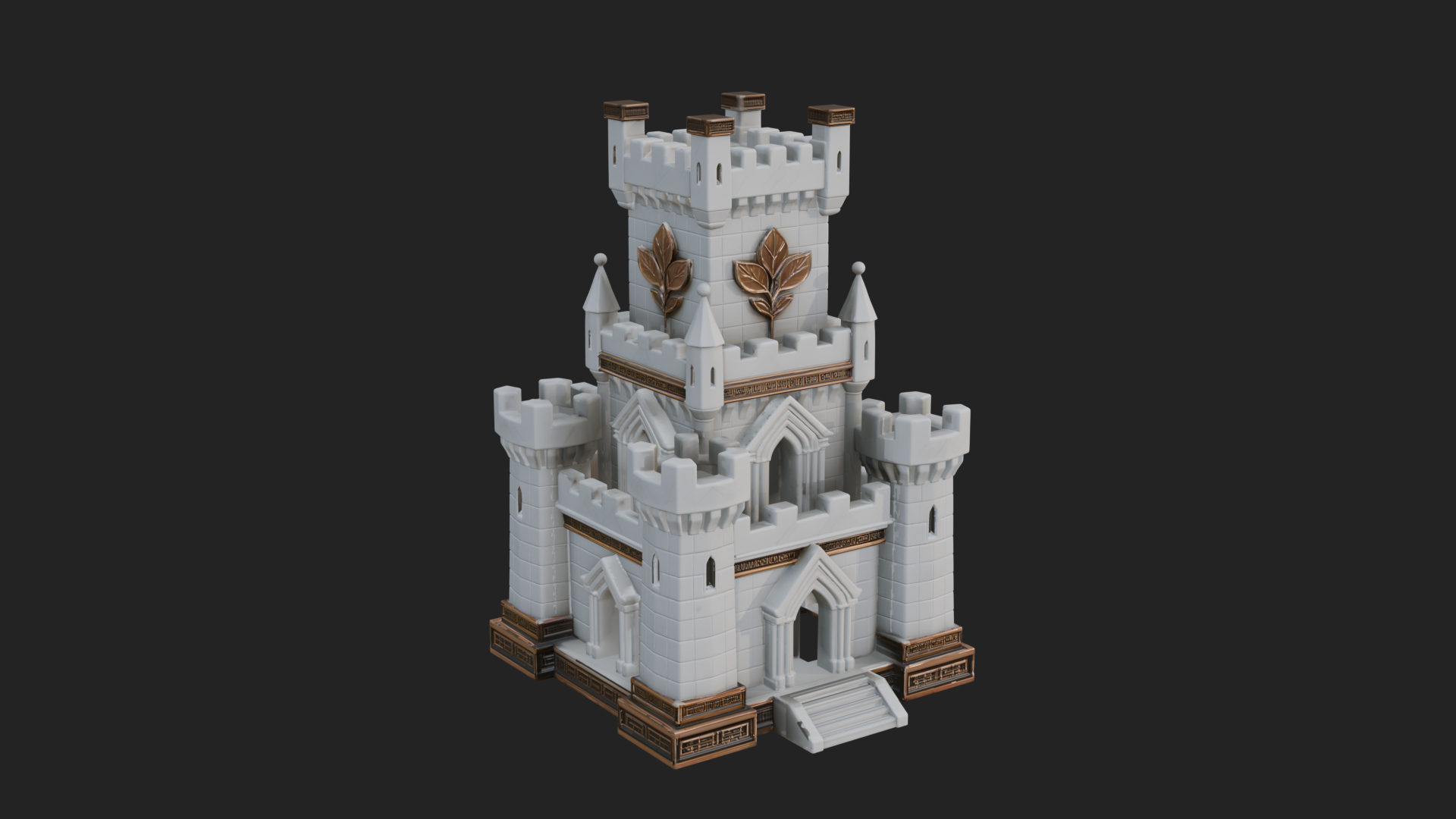 Battlement Castle Tower Design 17 3D Print Model 3D Model