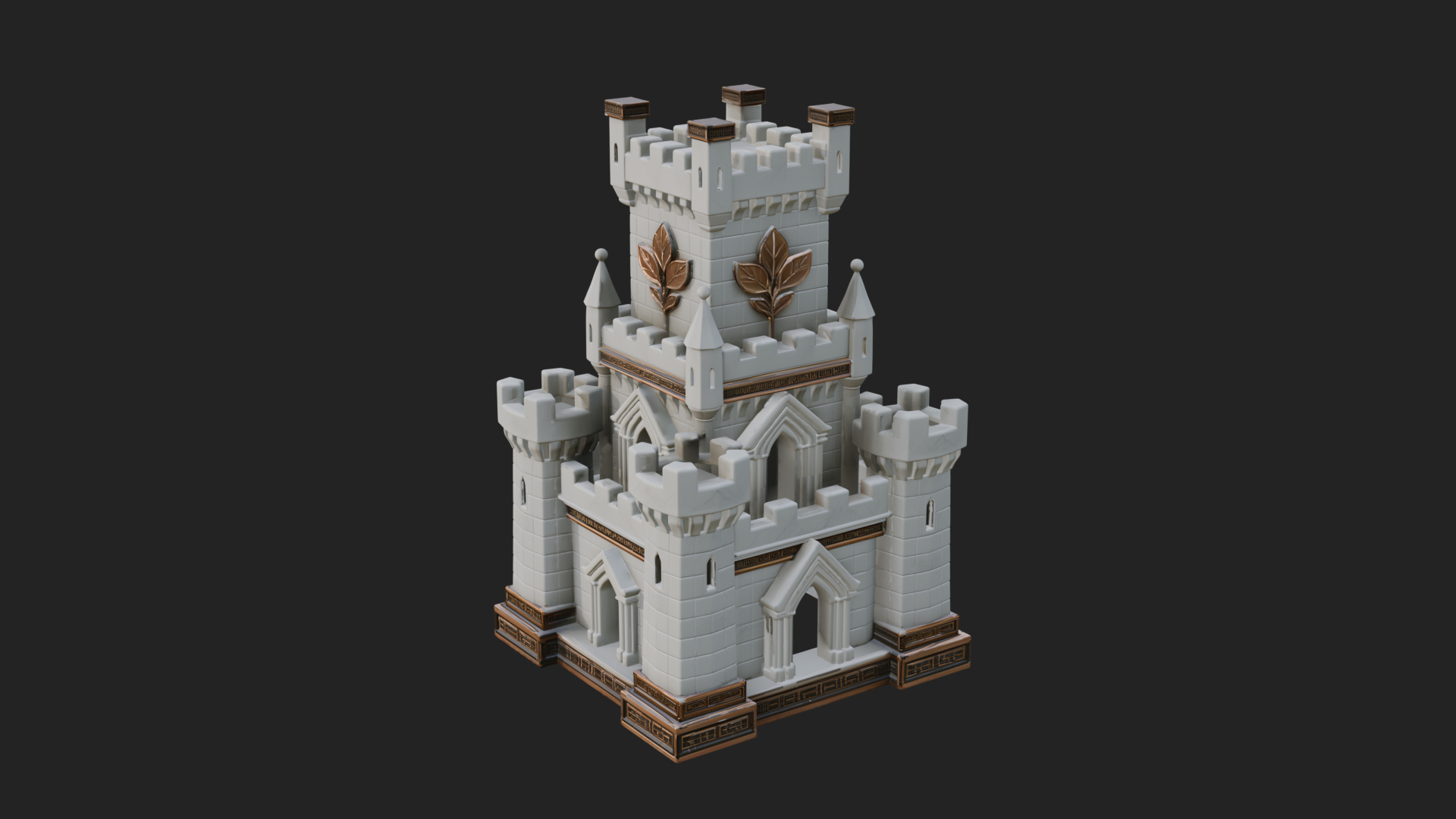 Battlement Castle Tower Design 17 3D Print Model 3D Model