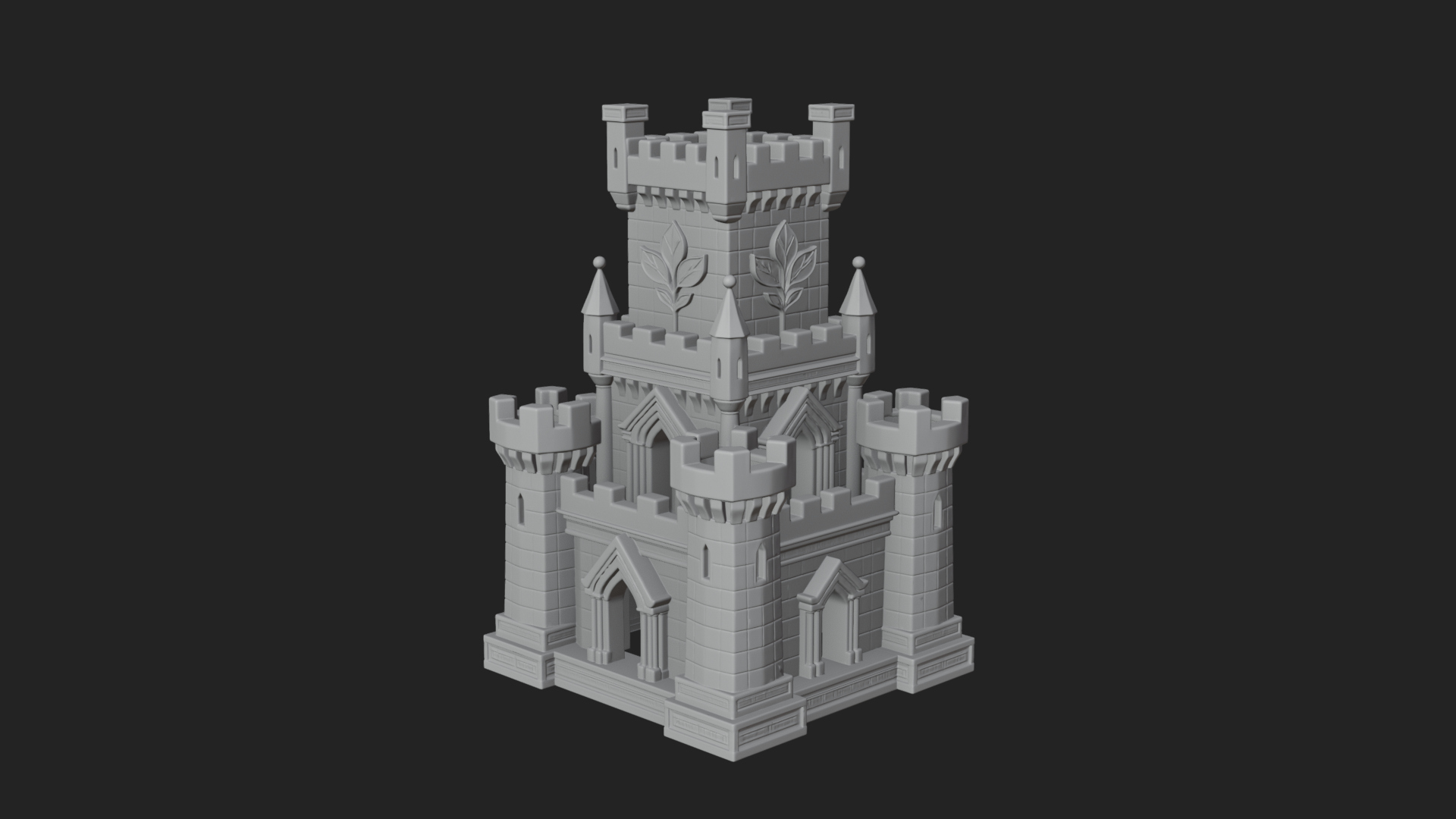 Battlement Castle Tower Design 17 3D Print Model 3D Model