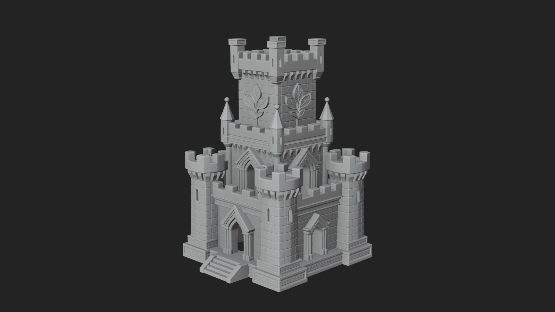 Battlement Castle Tower Design 17 3D Print Model 3D Model
