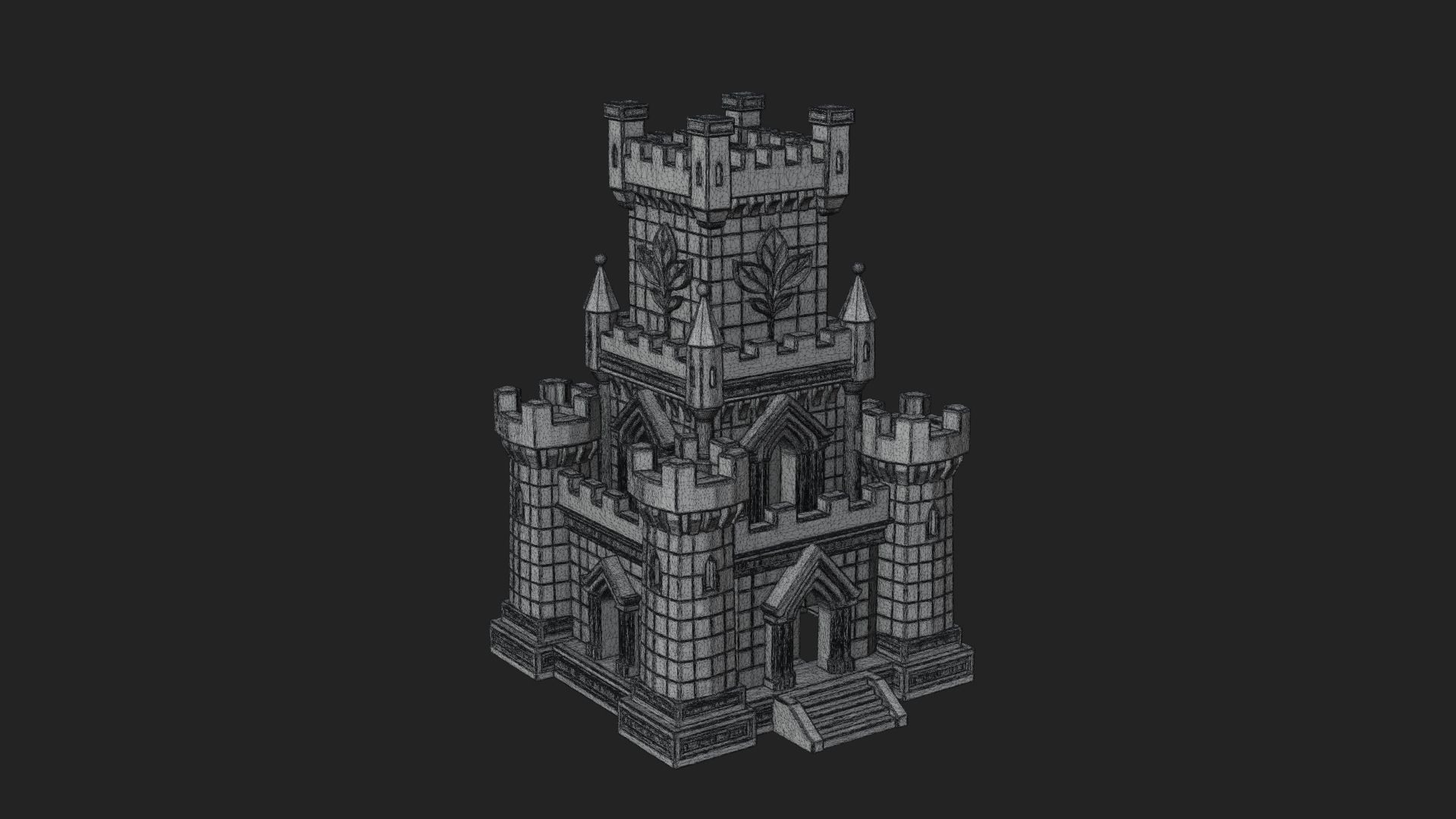 Battlement Castle Tower Design 17 3D Print Model 3D Model