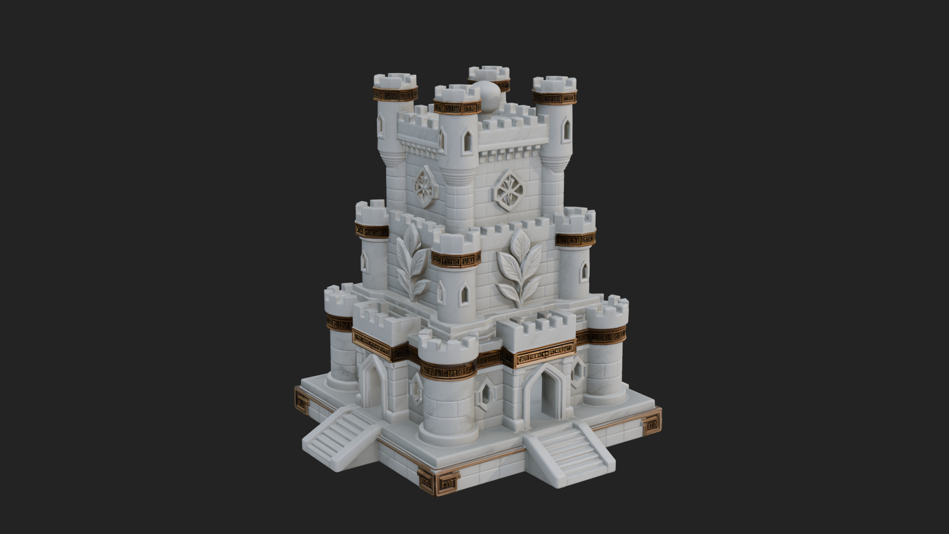 Battlement Castle Tower Design 19 3D Print Model 3D Model