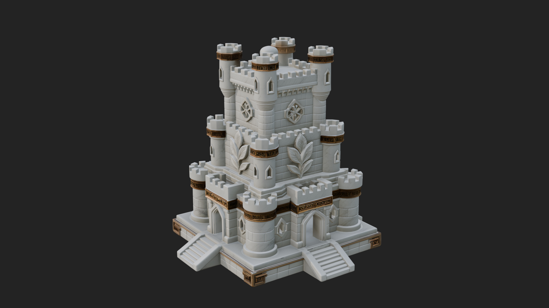 Battlement Castle Tower Design 19 3D Print Model 3D Model