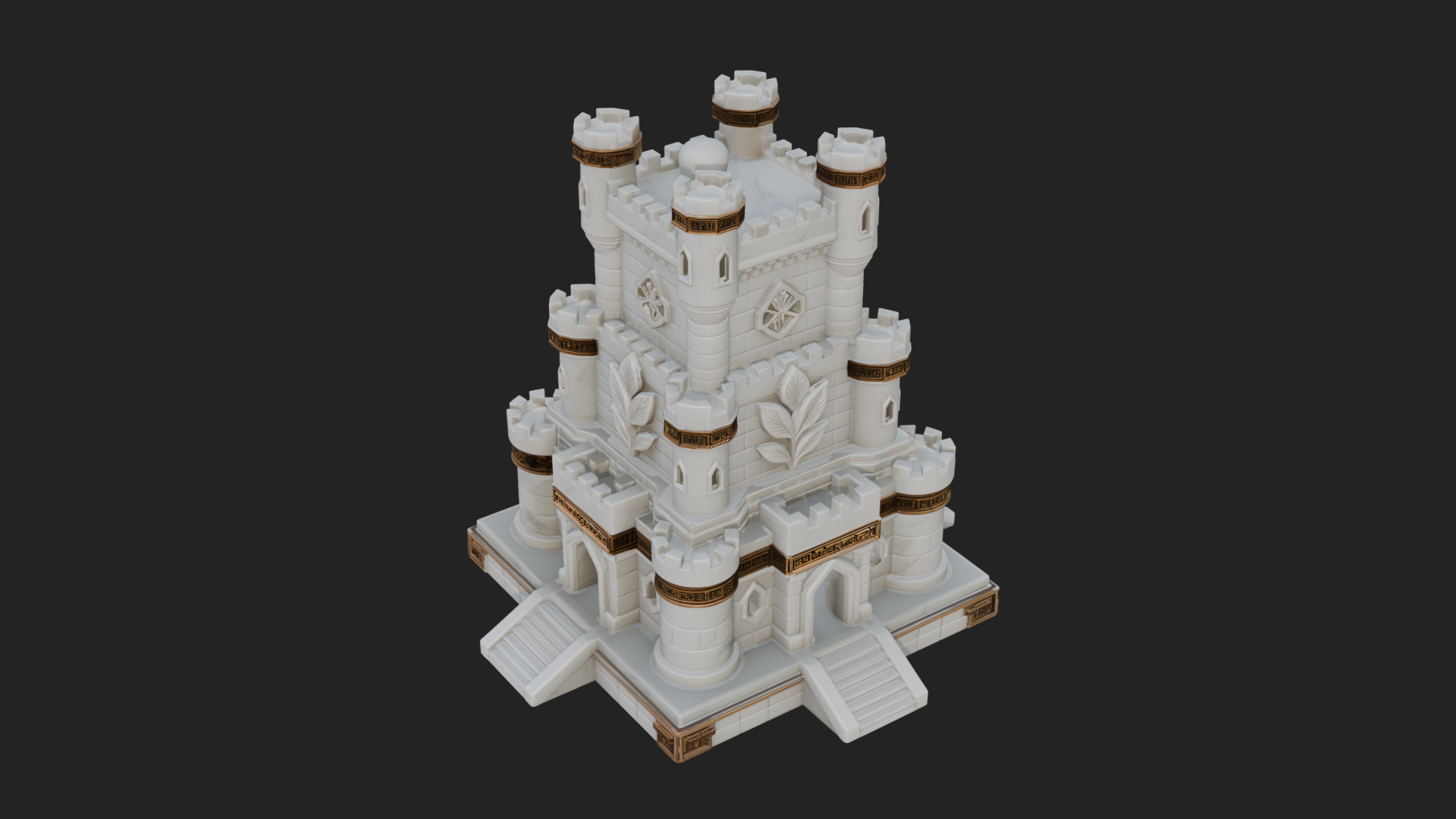 Battlement Castle Tower Design 19 3D Print Model 3D Model