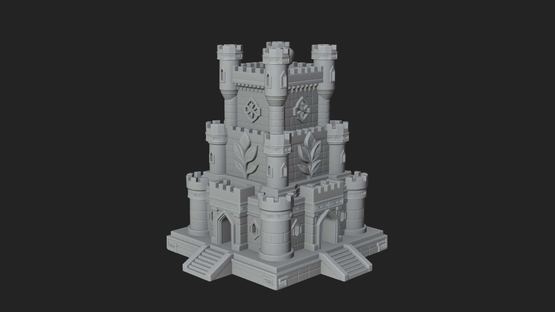 Battlement Castle Tower Design 19 3D Print Model 3D Model