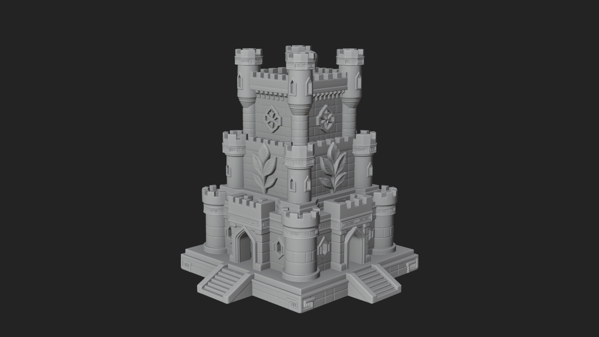Battlement Castle Tower Design 19 3D Print Model 3D Model