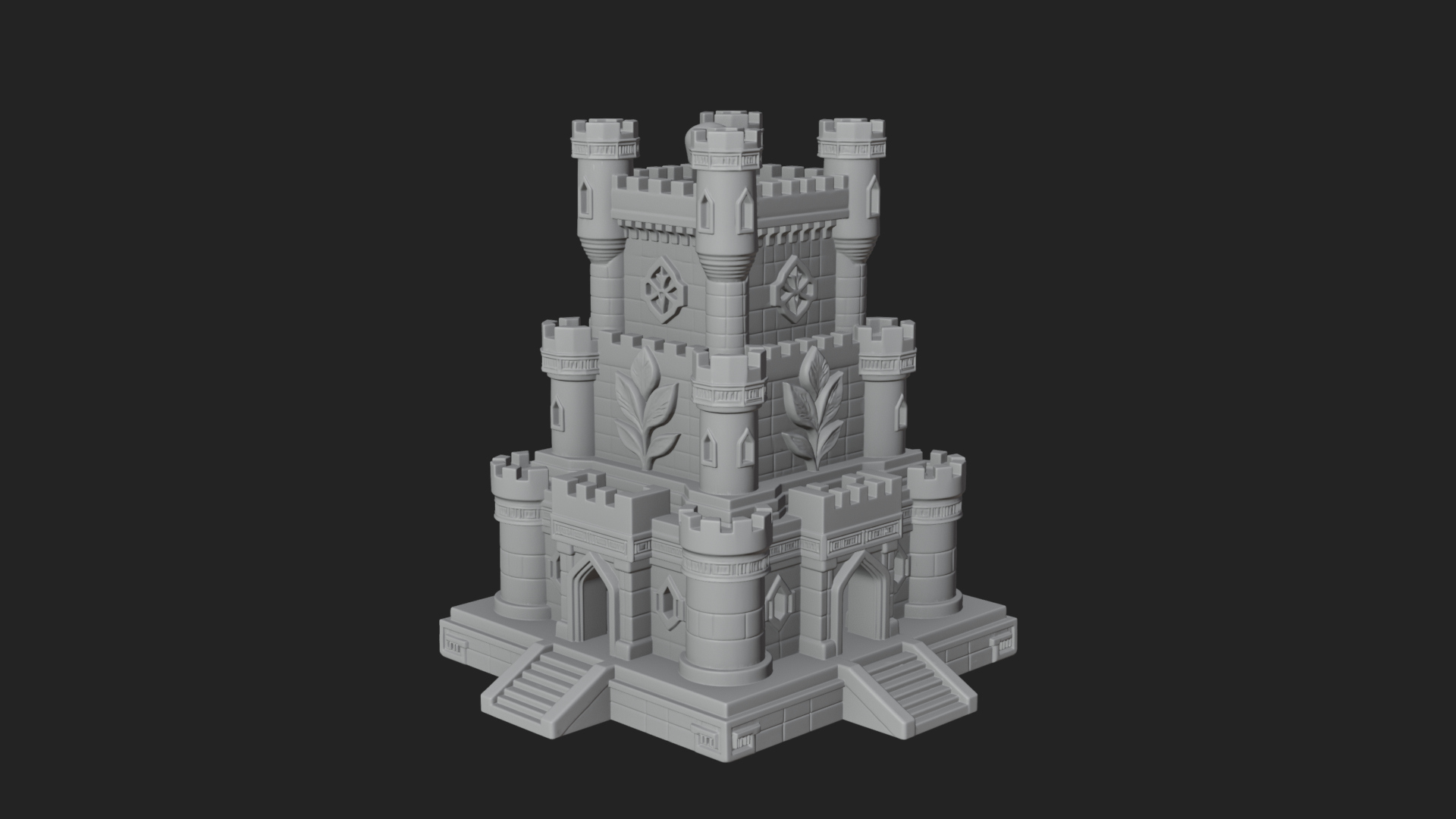 Battlement Castle Tower Design 19 3D Print Model 3D Model