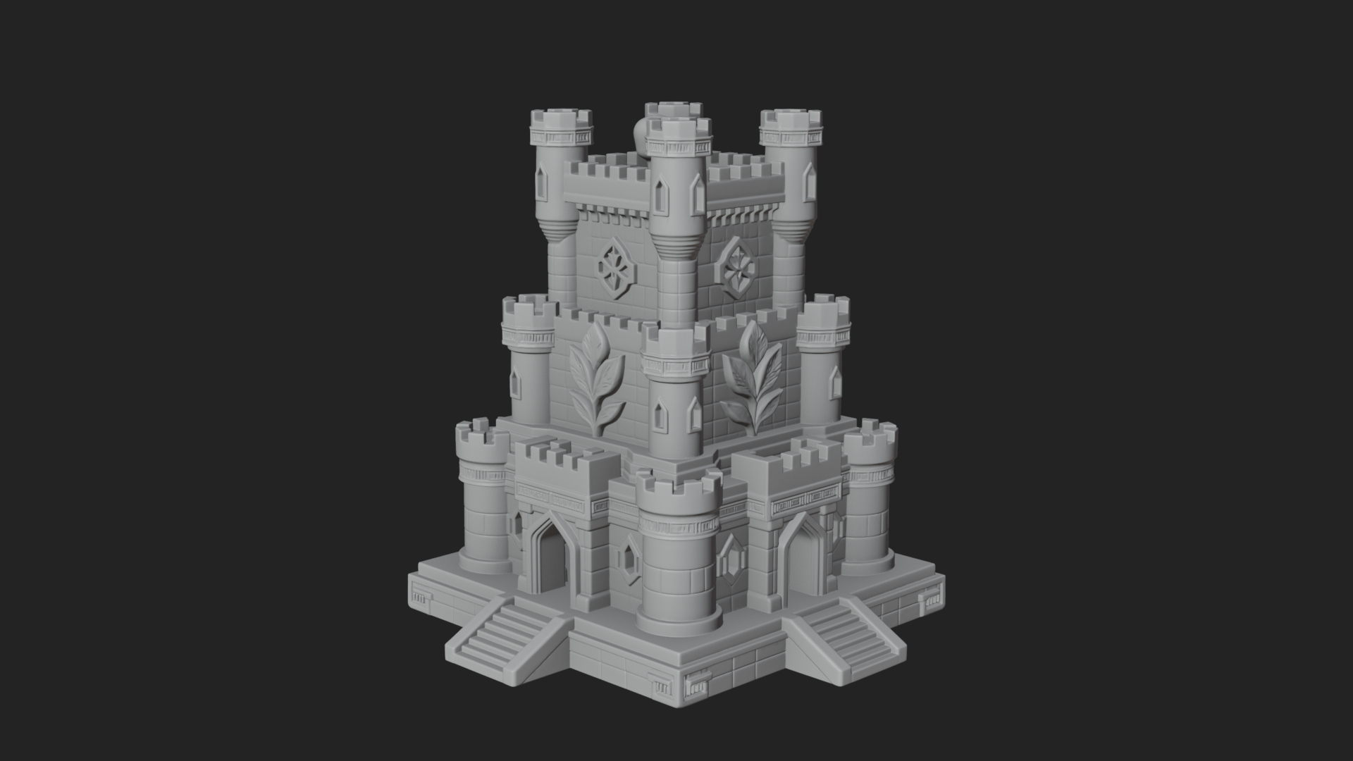 Battlement Castle Tower Design 19 3D Print Model 3D Model