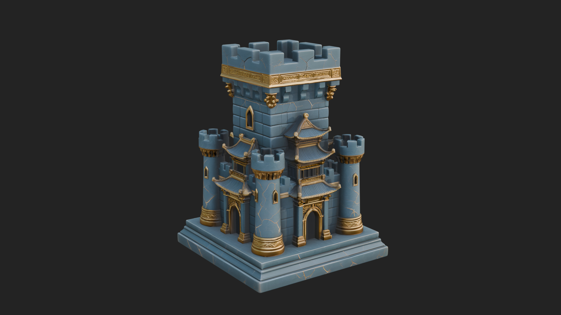 Battlement Castle Tower Design 2 3D Print Model 3D Model
