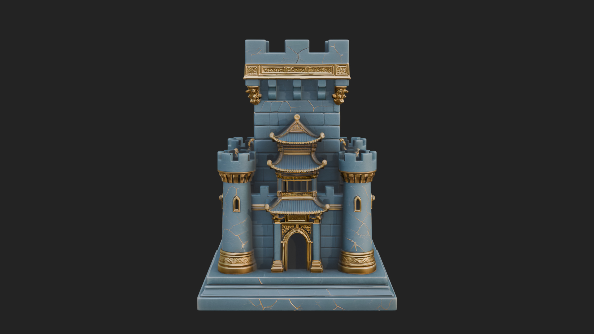 Battlement Castle Tower Design 2 3D Print Model 3D Model