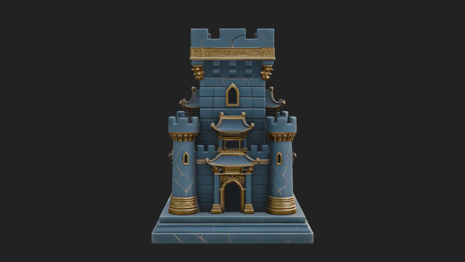 Battlement Castle Tower Design 2 3D Print Model 3D Model